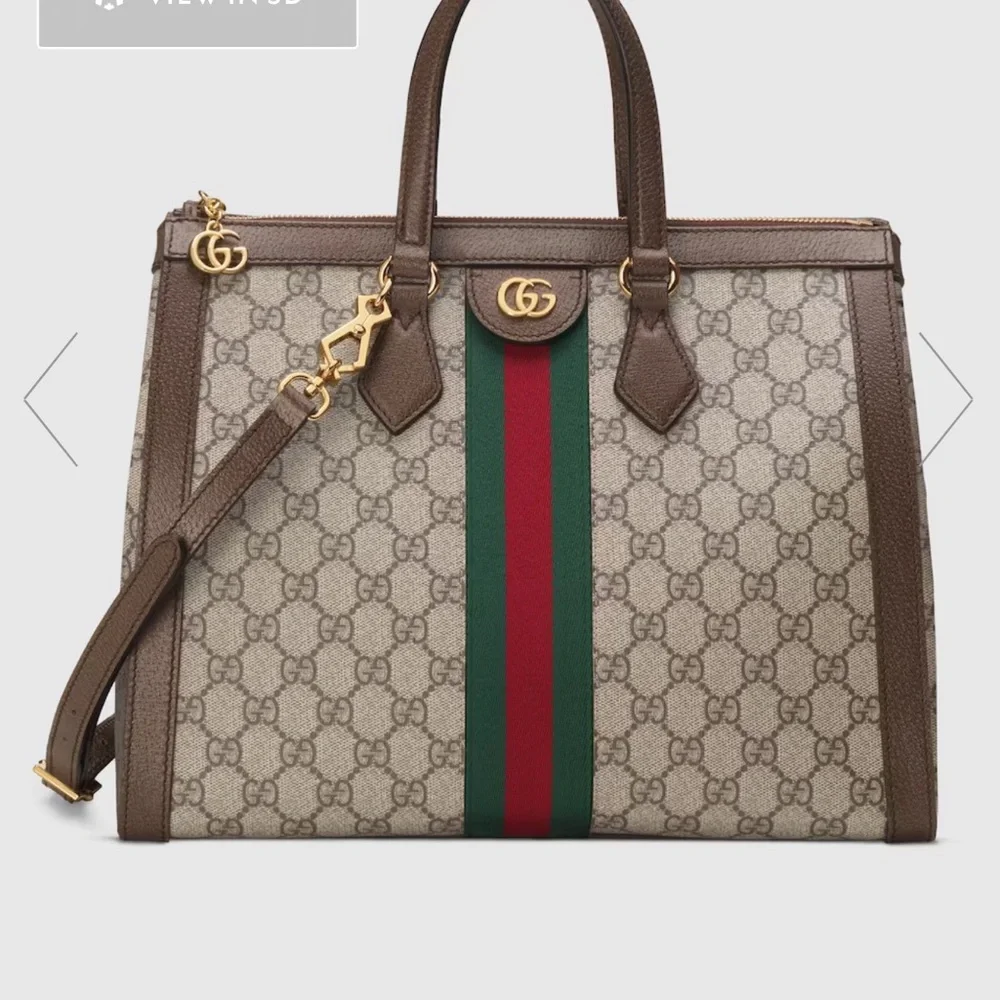 Gucci Beige and Brown Satchel with Red and Green Stripe - Picture 4 of 4